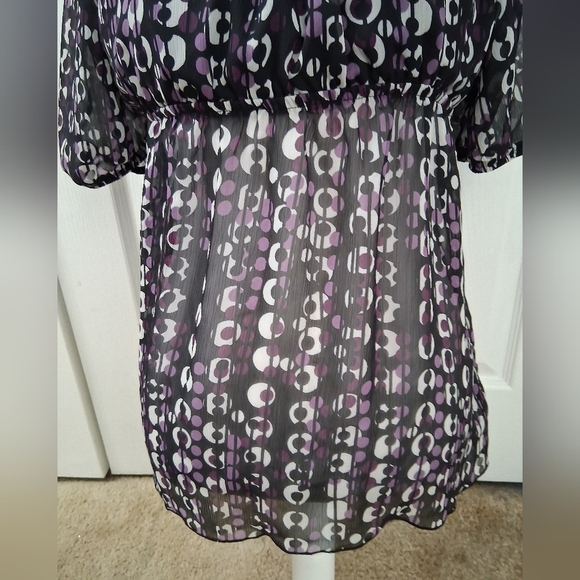 BCX Black & Purple Empire Waist Top. Size M - Picture 6 of 13